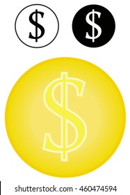 Dollar sign, vector illustration.