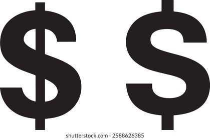 Dollar Sign Vector Illustration, Isolated on White Background