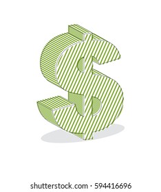 Dollarzeichen, Vektorgrafik einzeln auf weißem Hintergrund.
