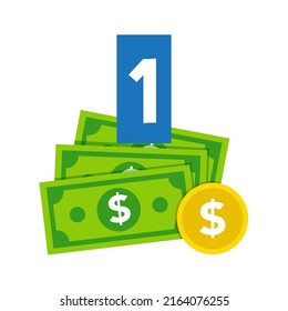 Dollar-Zeichen, Vektorgrafik auf weißem Hintergrund, 2D-Vektorgrafik