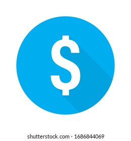 Dollar sign. Vector isolated illustration. Dollar money cash sign on blue circle background. EPS 10