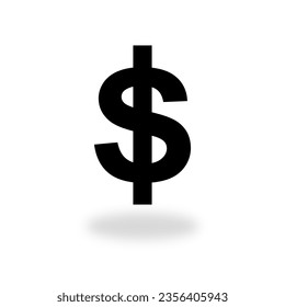Dollar sign vector on white background.