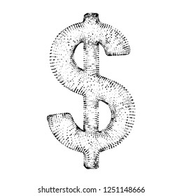 Dollar sign. Wireframe low poly mesh vector illustration. Money, rich, business concept