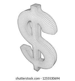 Dollar sign. Wireframe low poly mesh vector illustration. Money, rich, business concept