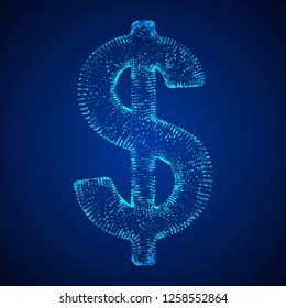 Dollar sign. Wireframe low poly mesh vector illustration. Money, rich, business concept