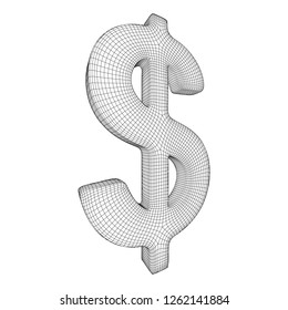 Dollar sign. Wireframe low poly mesh vector illustration. Money, rich, business concept