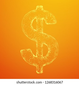 Dollar sign. Wireframe low poly mesh vector illustration. Money, rich, business concept