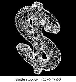 Dollar sign. Wireframe low poly mesh vector illustration. Money, rich, business concept