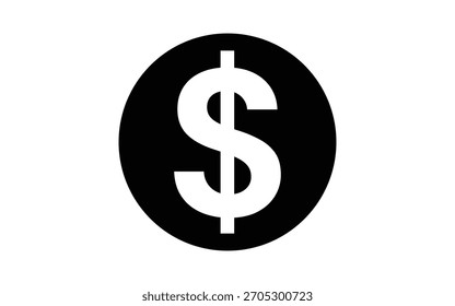Símbolo De Dólar Dentro Do Círculo Preto Oferecendo Simbolismo Econômico Minimalista E Representação.