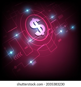 Dollarzeichen Abstrakte Technologie Hintergrund Vektorgrafik.