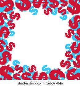Dollar signs border made in contemporary geometric style, vector background.
