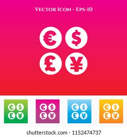 Dollar Signs Icon in Colored Square box. eps-10