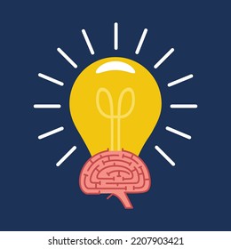  A Dollar Signs Inside Human Head In The Shape Of Light Bulb, Good Idea To Make Money, Illustrator Vector Cartoon Drawing Image Painting

