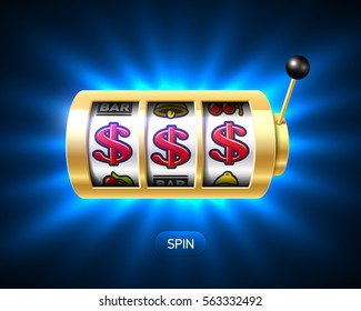 Dollar signs jackpot on slot machine vector illustration