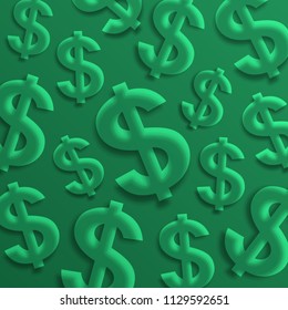 Dollar signs. USA currency symbols on green background. Vector.