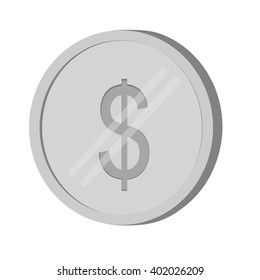 Dollar Silver Coin isolated on white
