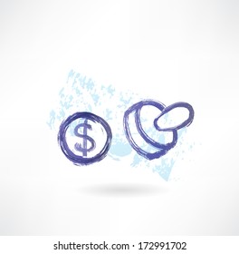 Dollar simbol grunge icon