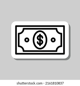 Icono simple del dólar, vector. Diseño plano. Pegar con sombra sobre fondo gris.ai