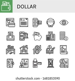Dollar Simple Icons Set. Contains Such Icons As Wallet, Payment, Bill, Payment Method, Gangsta, Money, Piggy Bank, Accounting, Investment, Can Be Used For Web, Mobile And Logo