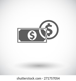 Dollar. Single flat icon on white background. Vector illustration.