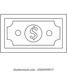 Dollar  single line art, continuous one line drawing of  Isolated outline vector art

