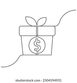 Dollar  single line art, continuous one line drawing of  Isolated outline vector art

