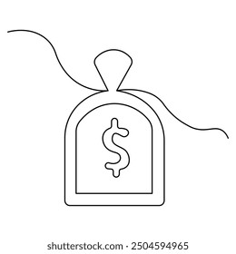 Dollar  single line art, continuous one line drawing of  Isolated outline vector art

