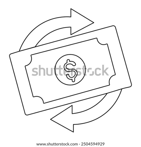 Dollar  single line art, continuous one line drawing of  Isolated outline vector art

