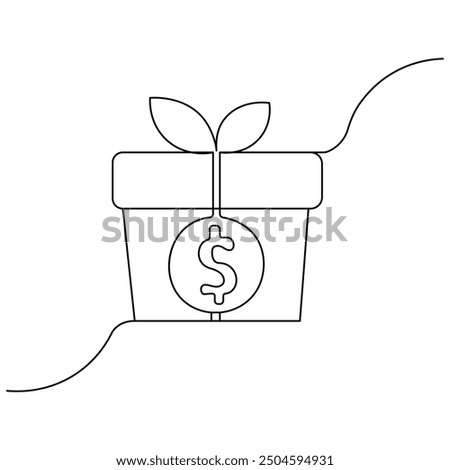 Dollar  single line art, continuous one line drawing of  Isolated outline vector art

