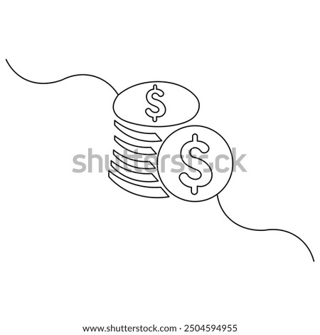 Dollar  single line art, continuous one line drawing of  Isolated outline vector art

