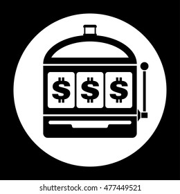 Dollar slot machine icon black and white vector illustration