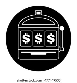 Dollar slot machine icon black and white vector illustration