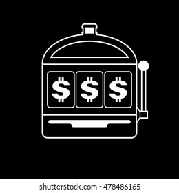 Dollar slot machine icon black and white vector illustration