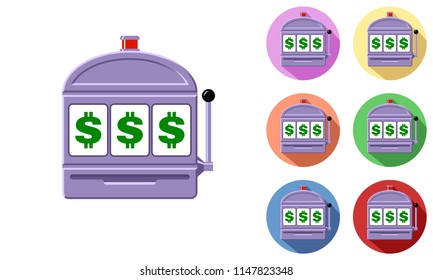 Dollar slot machine icon set