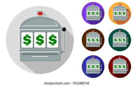 Dollar slot machine icon set