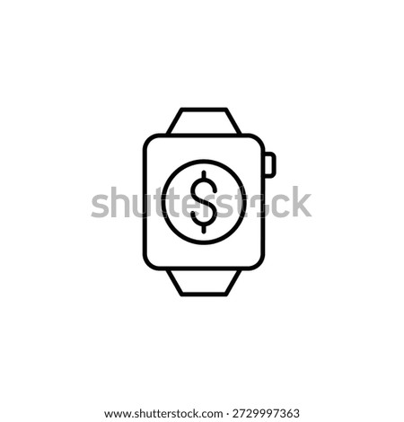 Dollar and smart watch. Mobile payment, digital finances. Pixel perfect, editable stroke vector icon
