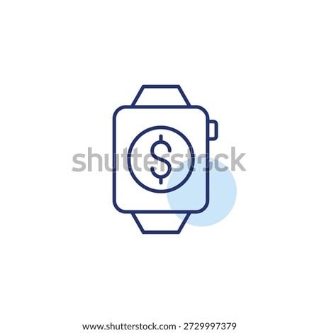 Dollar and smart watch. Mobile payment, digital finances. Pixel perfect, editable stroke vector icon