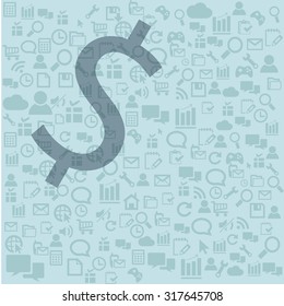 Dollar with soft technology pattern background