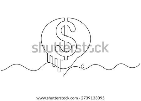 Dollar Speech Bubble Line Icon Continuous One Line Financial Consultation Business Advisory Communication Vector