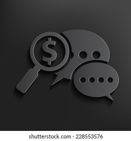 Dollar speech symbol on dark background,clean vector