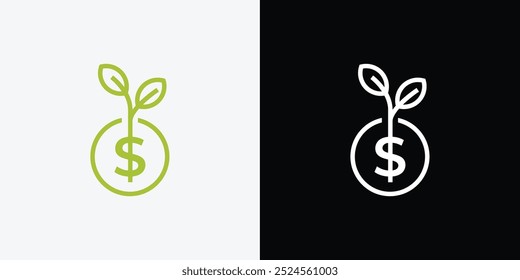 Dollar sprout, Funding logo, Wachsendes Geld symbol, Vektorgrafik