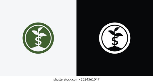 Dollar sprout, Funding logo, Growing money symbol vector illustration