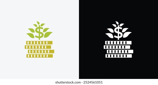 Dollar sprout, Funding logo, Growing money symbol vector illustration