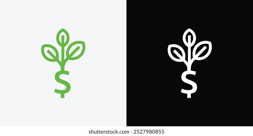 Dollar sprout, Funding logo, Growing money symbol vector illustration