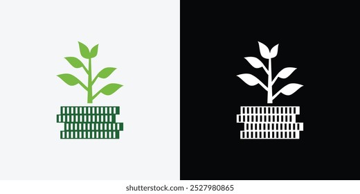 Dollar sprout, Funding logo, Growing money symbol vector illustration