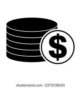 Dollar stack coin, flat icon money design, cash sign vector illustration .