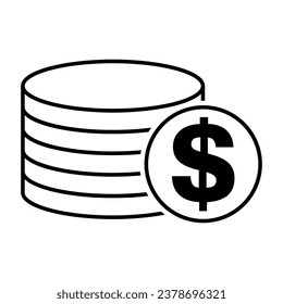 Dollar stack coin, flat icon money design, cash sign vector illustration .