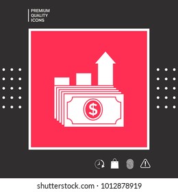 Dollar stack icon. Money growth concept
