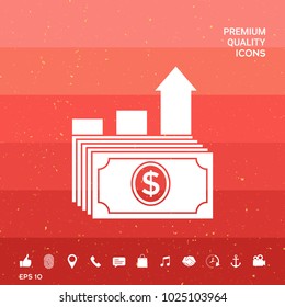 Dollar stack icon. Money growth concept