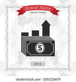 Dollar stack icon. Money growth concept